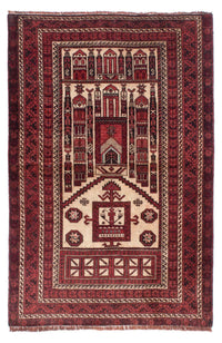 Belutsch Teppich 89x138cm - Orientteppich - dunkelrot – product image