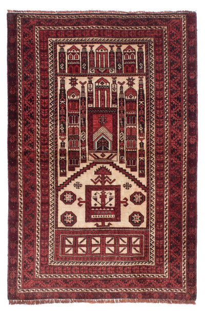 Belutsch Teppich 89x138cm - Orientteppich - dunkelrot