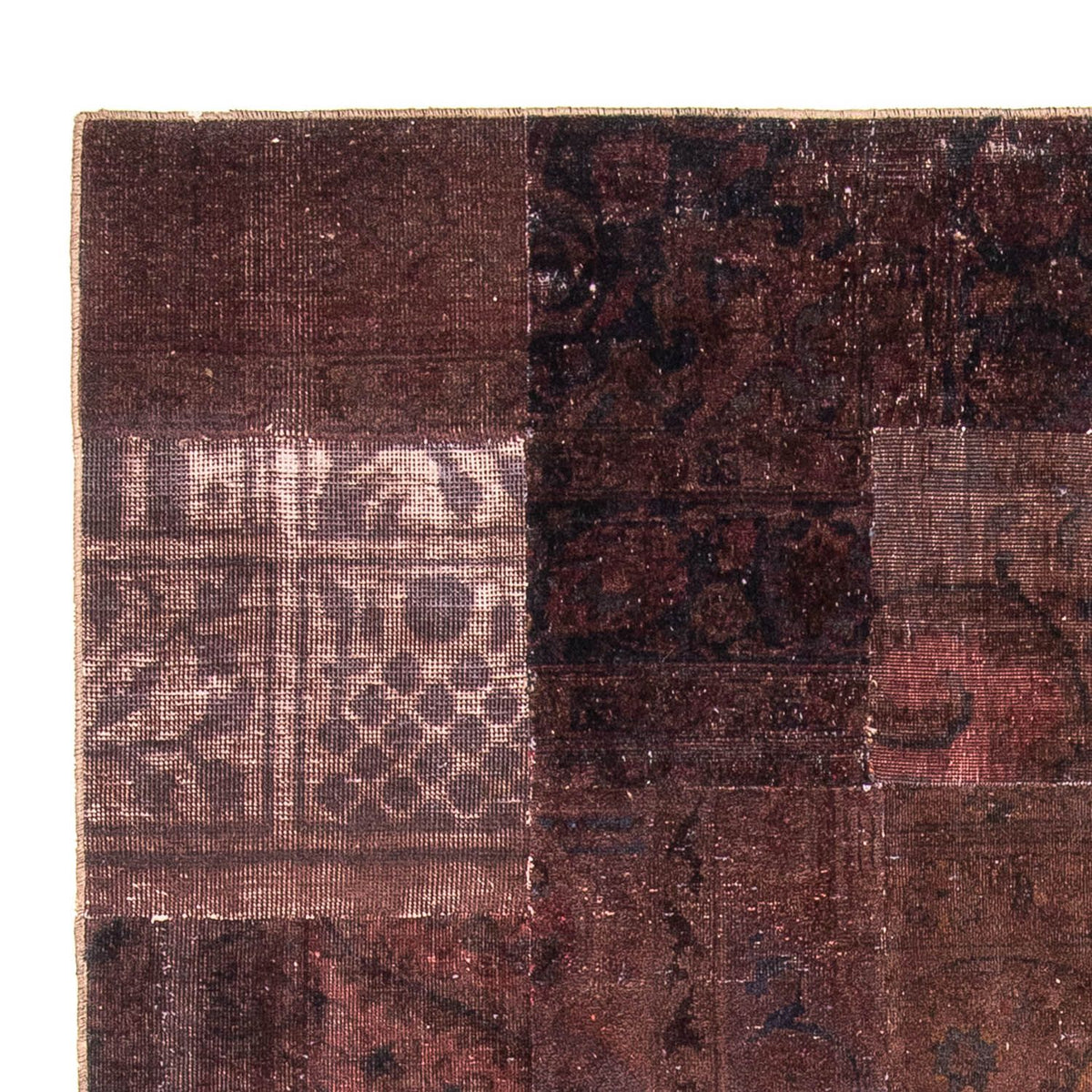 Patchwork Teppich 195x233cm - Orientteppich - dunkelbraun