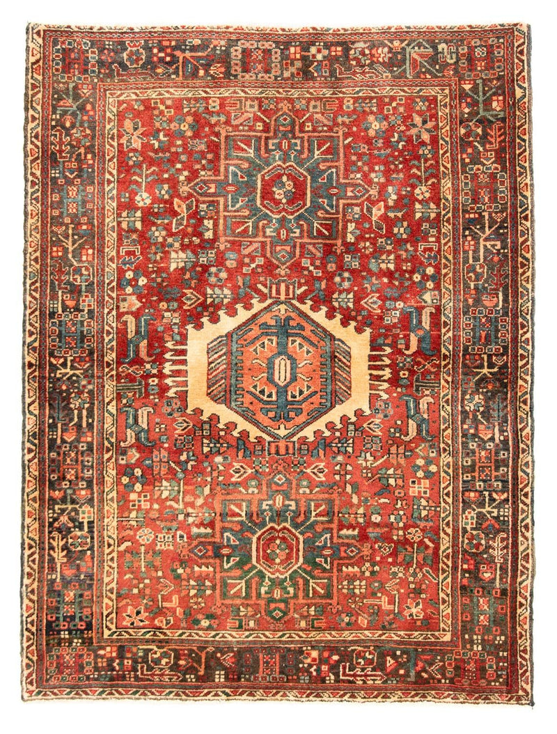 Qaraja Teppich 140x190cm - Perserteppich - dunkelrot