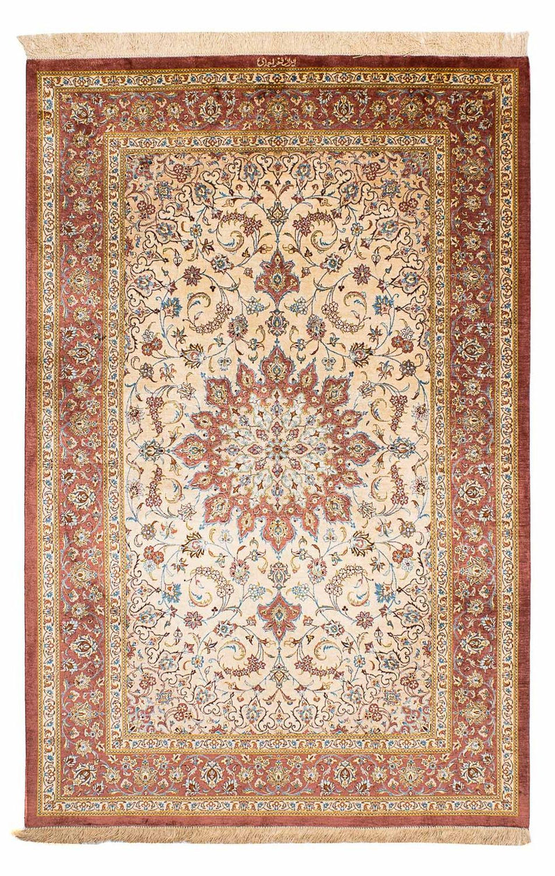 Ghom - Seide Teppich 128x200cm - Orientteppich - beige