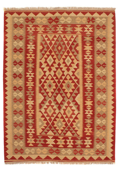 Kelim Fars Teppich 146x198cm - dunkelrot