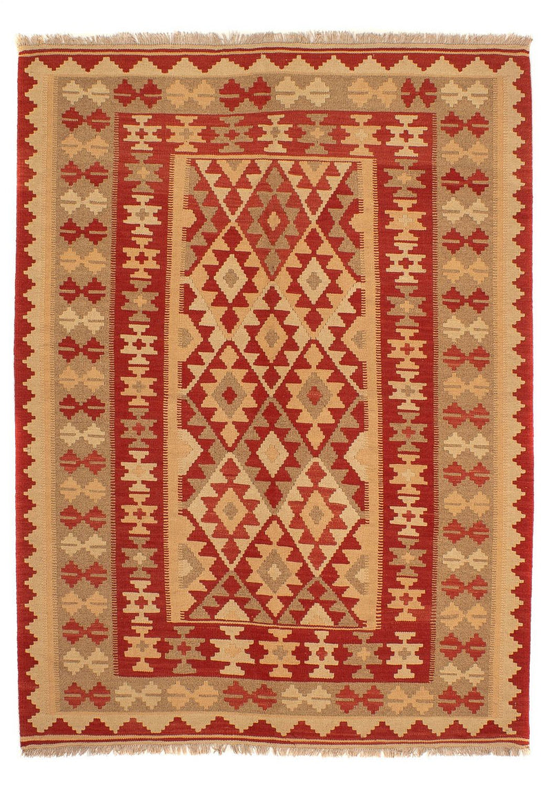 Kelim Fars Teppich 146x198cm - dunkelrot