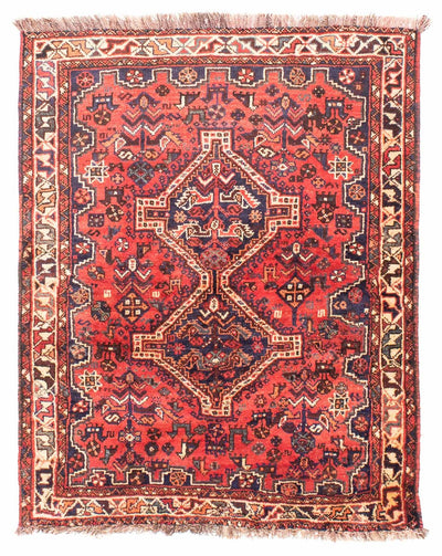 Shiraz Teppich 115x140cm - Perserteppich - dunkelrot