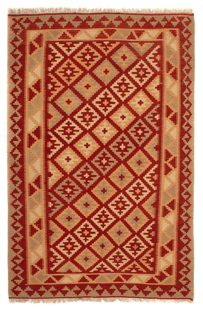 Kelim Fars Teppich 145x212cm - dunkelrot