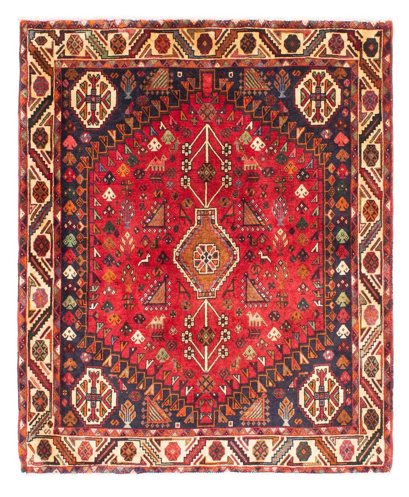 Shiraz Teppich 130x162cm - Perserteppich - dunkelrot