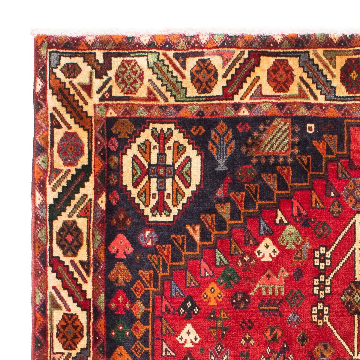 Shiraz Teppich 130x162cm - Perserteppich - dunkelrot