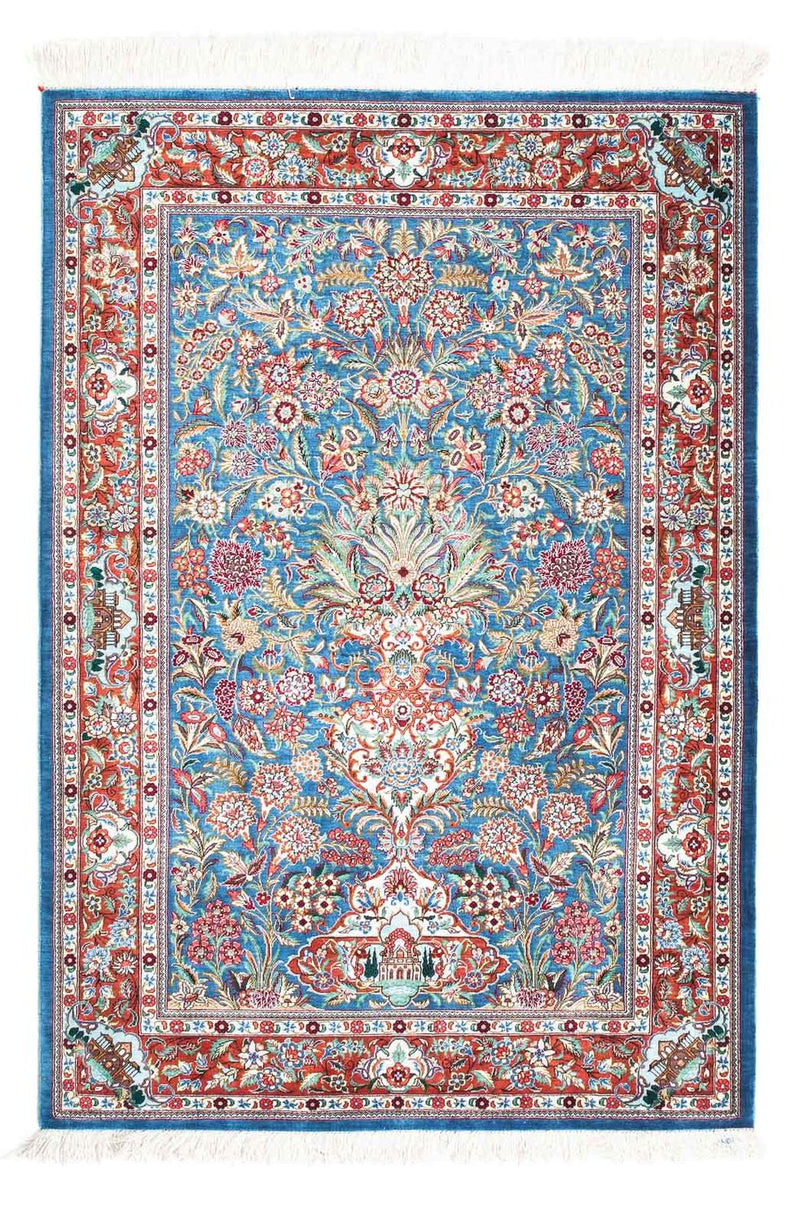 Ghom Teppich 81x119cm - Perserteppich - hellblau