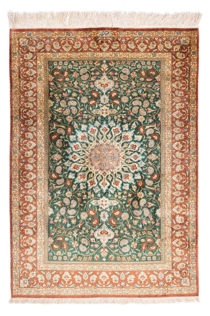 Ghom Teppich 80x115cm - Perserteppich - grün
