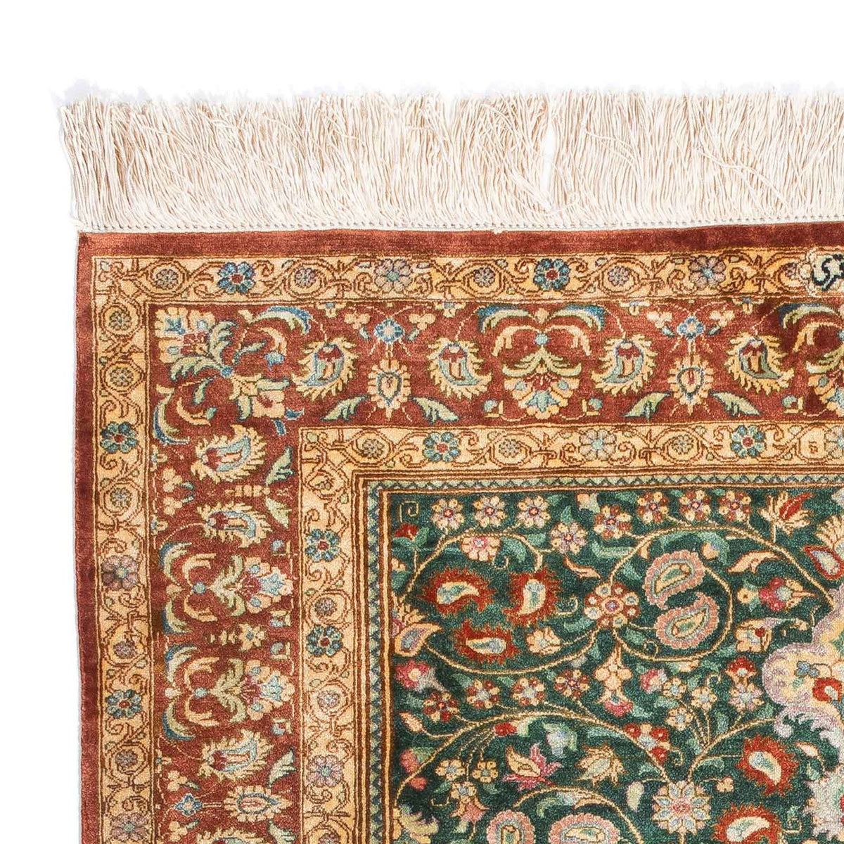 Ghom Teppich 80x115cm - Perserteppich - grün