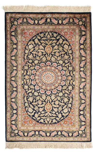 Ghom Teppich 79x120cm - Perserteppich - dunkelblau