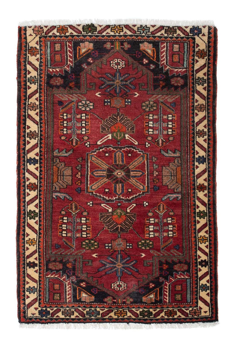 Hamadan Teppich 90x128cm - Perserteppich - dunkelrot