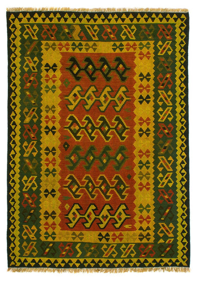 Kelim Fars Teppich 150x208cm - dunkelgrün