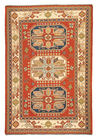 Kelim Seide Teppich 194x254cm - dunkelrot