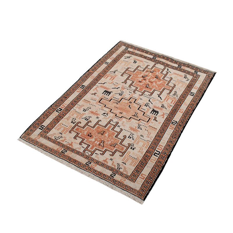 Kelim Seide Teppich 71x100cm - beige