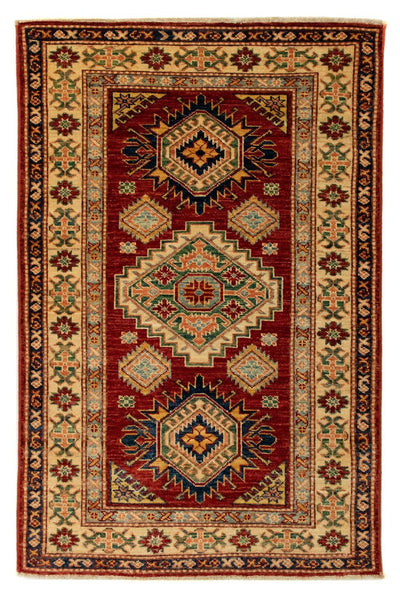 Kazak Teppich 84x124cm - Orientteppich - dunkelrot