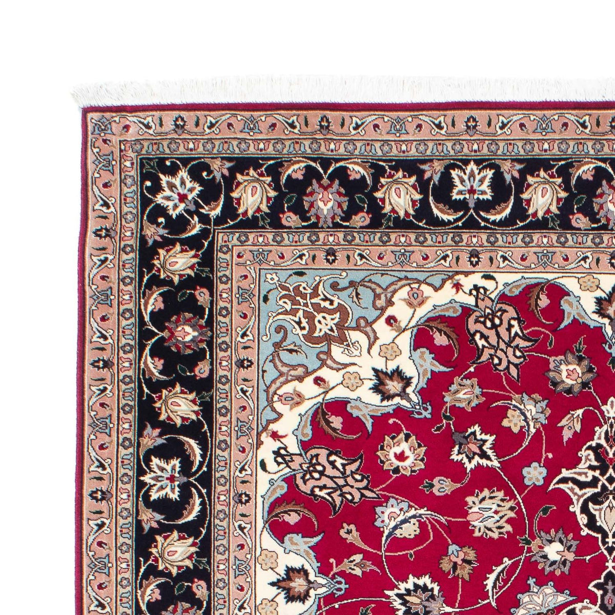Täbriz - 50 Raj Teppich 155x200cm - Perserteppich - dunkelrot