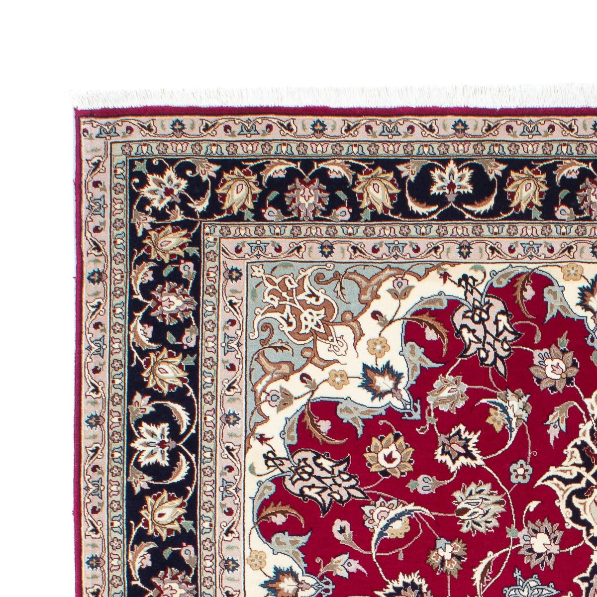 Täbriz - 50 Raj Teppich 150x200cm - Perserteppich - dunkelrot