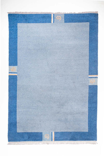 Nepal Teppich 200x300cm - Wollteppich - hellblau