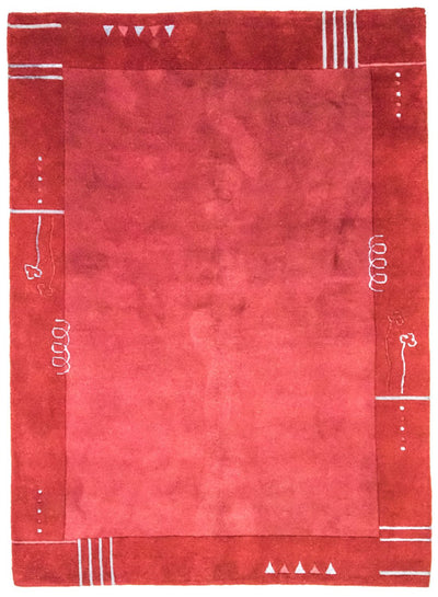 Nepal Teppich 160x230cm - Wollteppich - rot