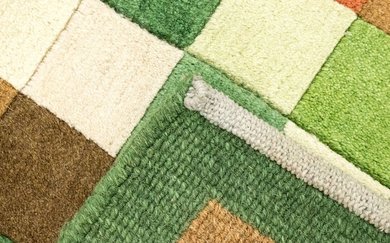Nepal Teppich 160x230cm - Wollteppich - grün