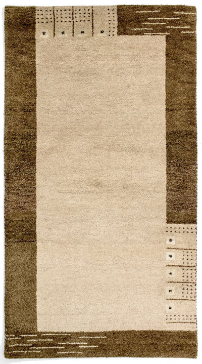 Gabbeh Teppich Indus 90x165cm - Wollteppich - beige